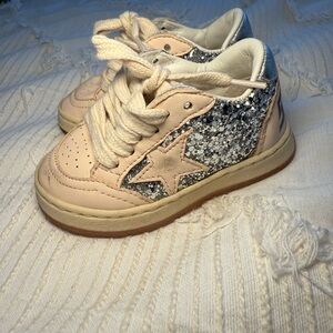 Golden Goose Kids Sneakers in Beige and Glitter